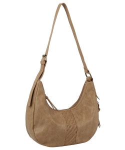 Fashion Woven Stirpe Shoulder Bag Hobo K-0005-M TAUPE